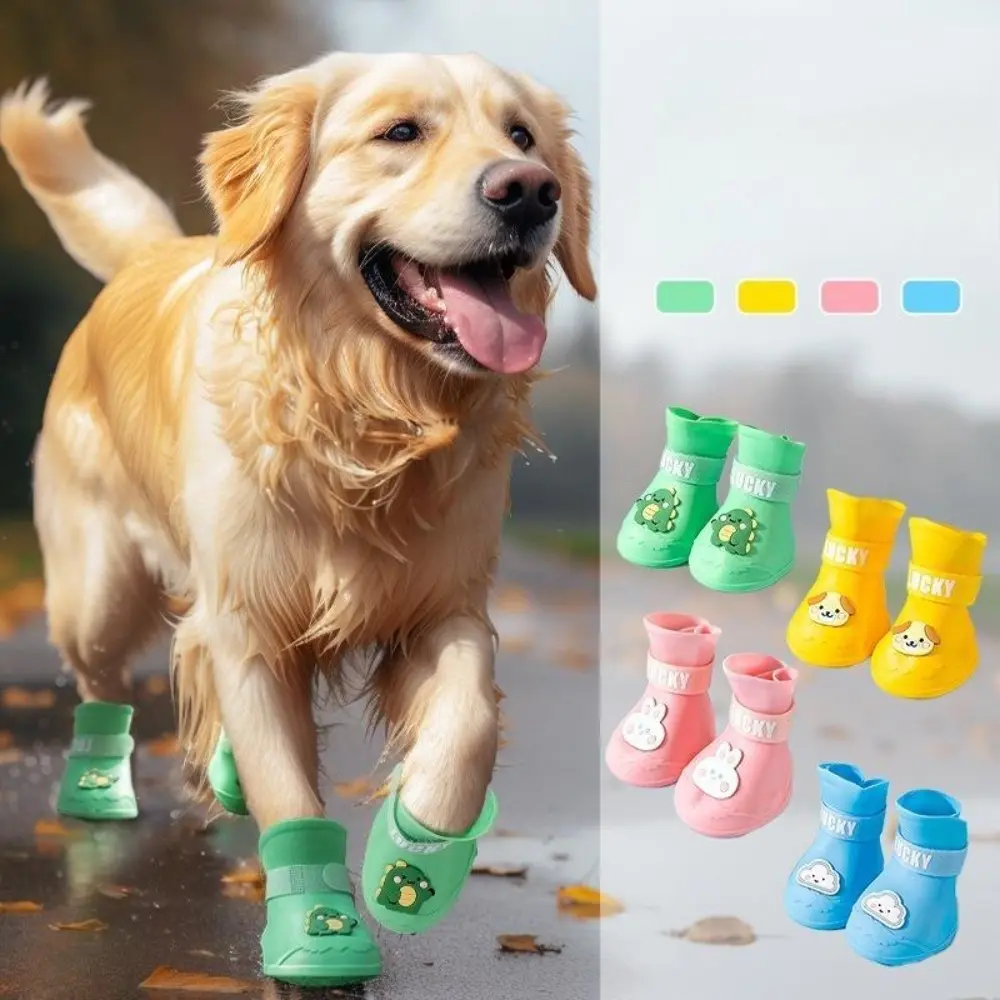 Large Dog Silicone Rain Boots - Non-slip, Durable, Waterproof Protective Footwear for Daily Walks, Camping, Easy to Put On