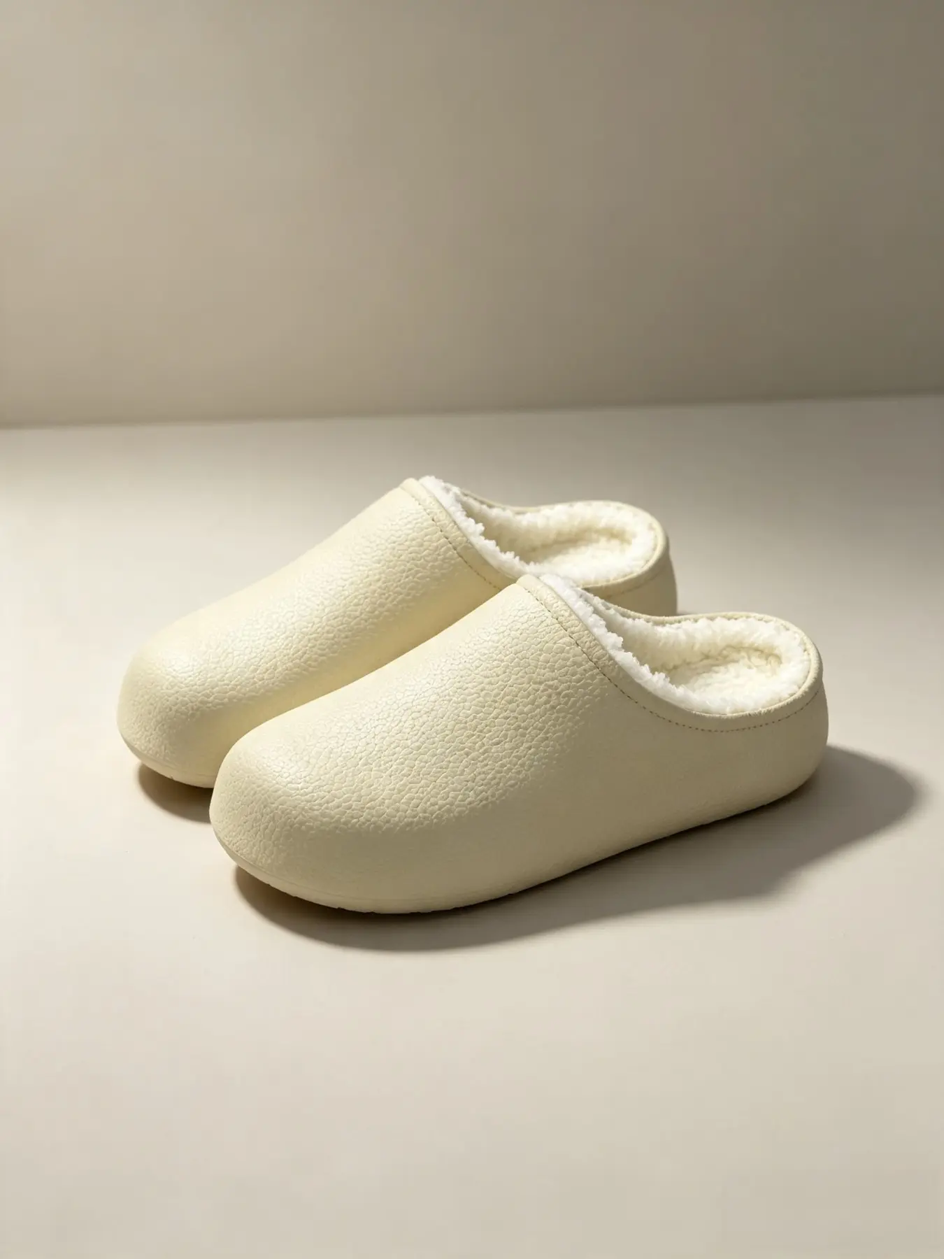 Unisex Fleece Lined Mule Slippers, Waterproof EVA Thick Sole Winter Warm Slip On Shoes Indoor Outdoor