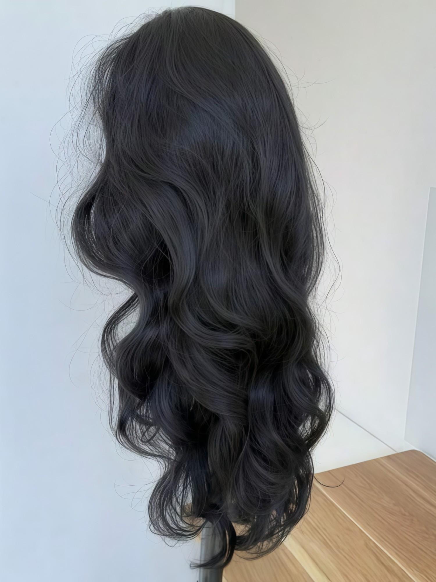 Long Wavy Synthetic Wig with Curtain Bangs, Heat-Resistant Fiber, Ideal for Cosplay, Parties, Stage Performances, Weddings, Synthetic Bodywave Wig