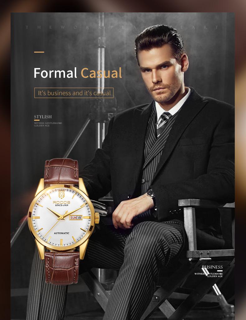 ROCOS Luxury Fully Automatic Mechanical Watch | High-End Stylish Design, Waterproof & Durable, Men's Minimalist Elegance, Showcasing Exceptional Taste