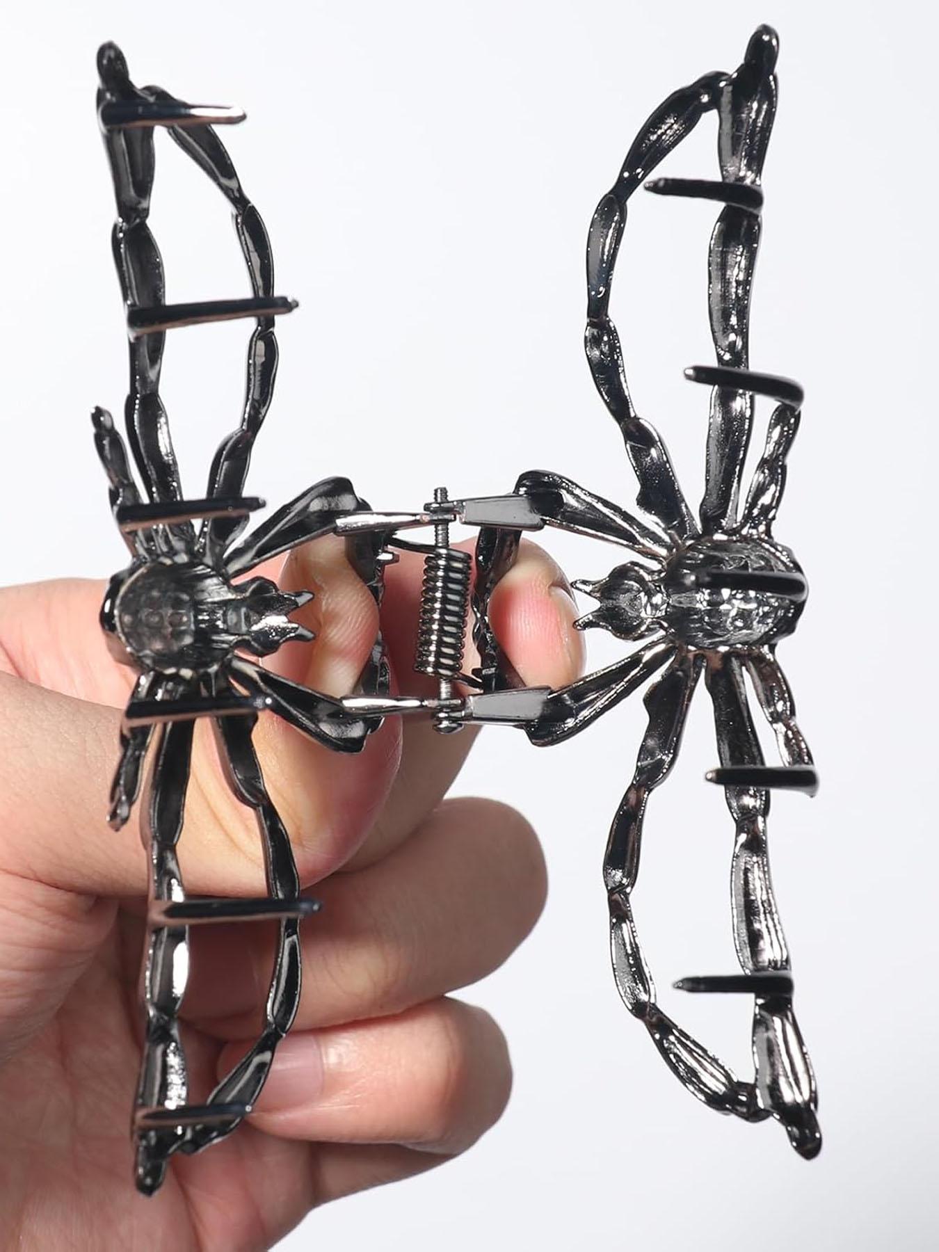 Spider Metal Hair Clip, 1pcs Gunmetal Spider Hair Claw Clip, Punk & Y2K-Style Hair Accessories, Decorative Hair Clips for Thin Hair