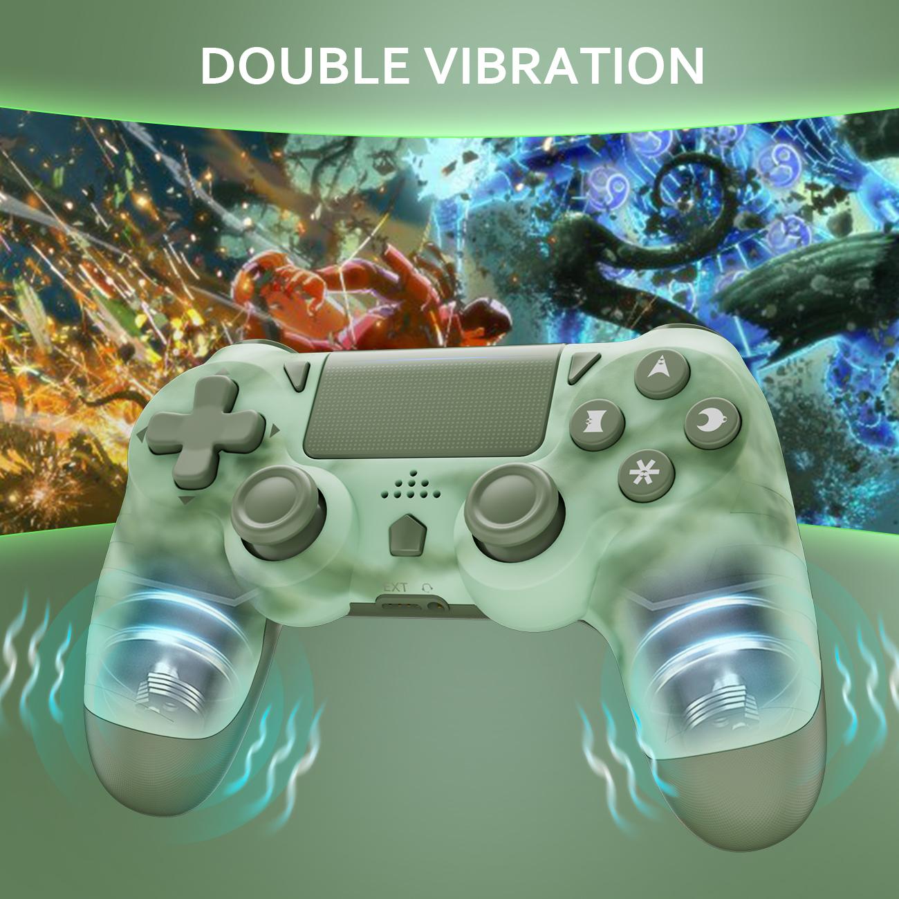 ISHAKO Wireless Game Controller for PS4/PS3/PC/Android/iOS, With Double Vibration, motion sensing, touchpad, speaker, gamepad, PS414 Green