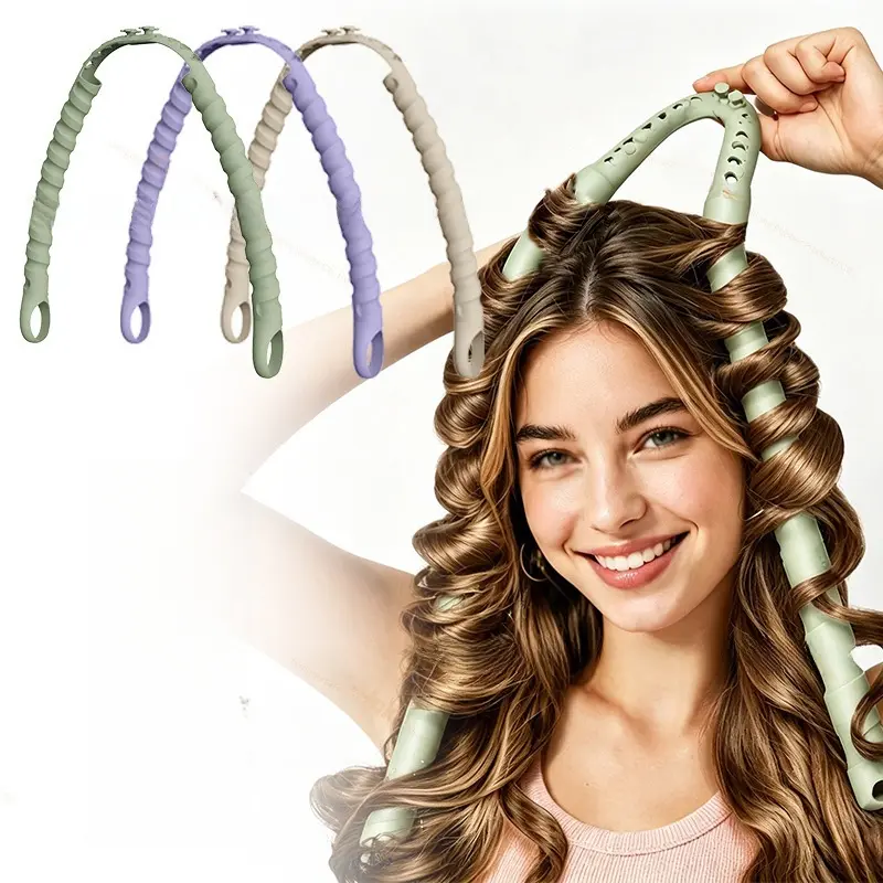 Women's Silicone Heatless Hair Curler Set - Overnight Sleeping Curling Rods, No Heat Damage DIY Natural Wave Hair Styling Accessory for Daily Use