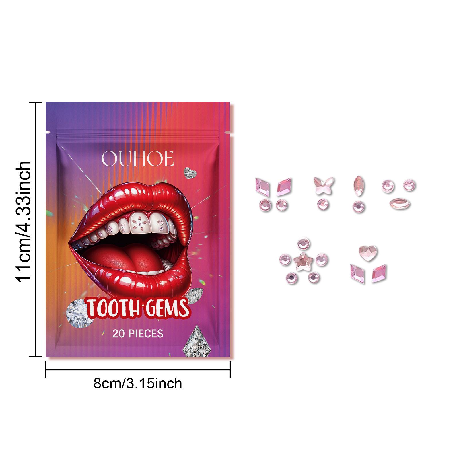 Crystal tooth gems, sparkling tooth gems, decorative and fashionable teeth stickers to enhance the brightness of your smile, portable crystal tooth gems