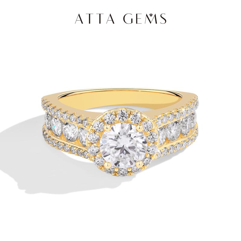 New Round Cut 1.0ct Full Lab-Created Moissanite Ring Engagement Promise Rings Fine Jewelry Gift for Her R241