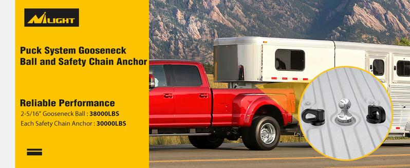 Nilight Puck System Gooseneck Hitch Kit (60692) with 2-5/16” Ball of 38000lbs GTW and Chain Anchor of 30000lbs GTW Fit for Chevrolet Silverado Sierra 2500 3500 HD Ford F250 F350 F450 Nissan Titan XD Truck Automotive dealsforyoudays