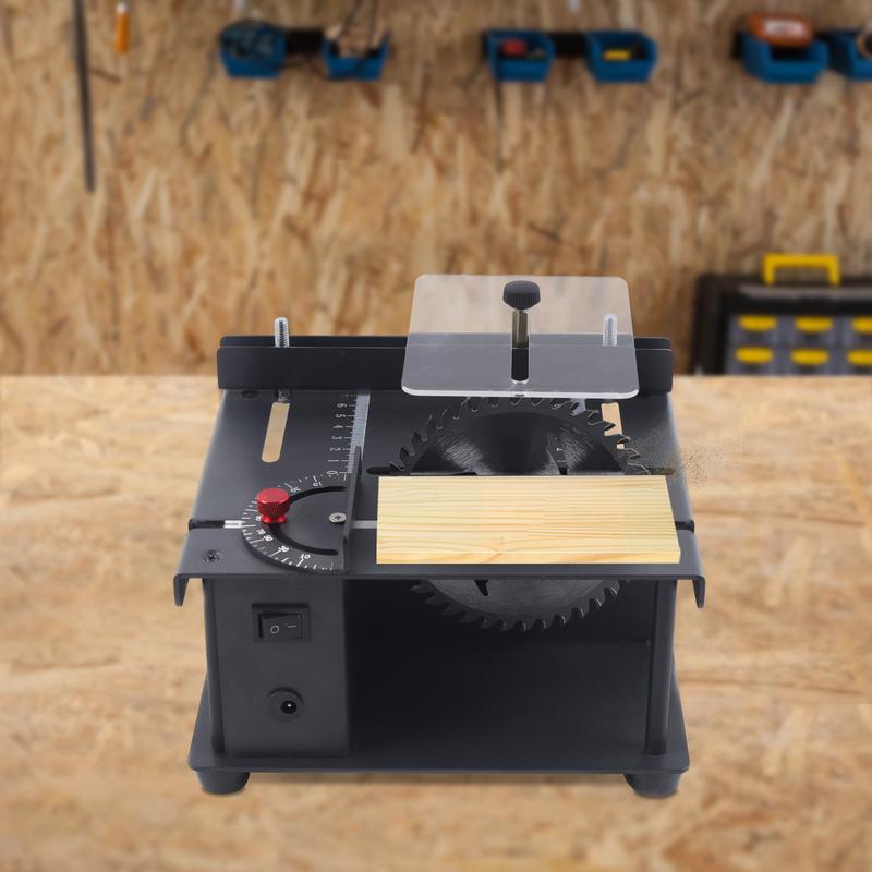 200W Pure Copper Motor Mini Table Saw 7 Speed Adjustable 1000-3000RPM for Wood Jade Acrylic Cutting Grinding Polishing with Power Adapter 10mm Chuck 33mm Depth US Standard Plug DIY Tool Kit