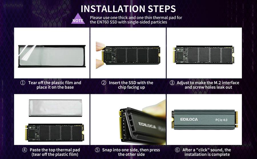 Ediloca EN760 SSD with Heatsink 1TB PCIe Gen4, NVMe M.2 2280, 3D NAND TLC, Up to 5000MB/s, Internal Solid State Drive, Dynamic SLC Cache, Compatible with PS5 and PC
