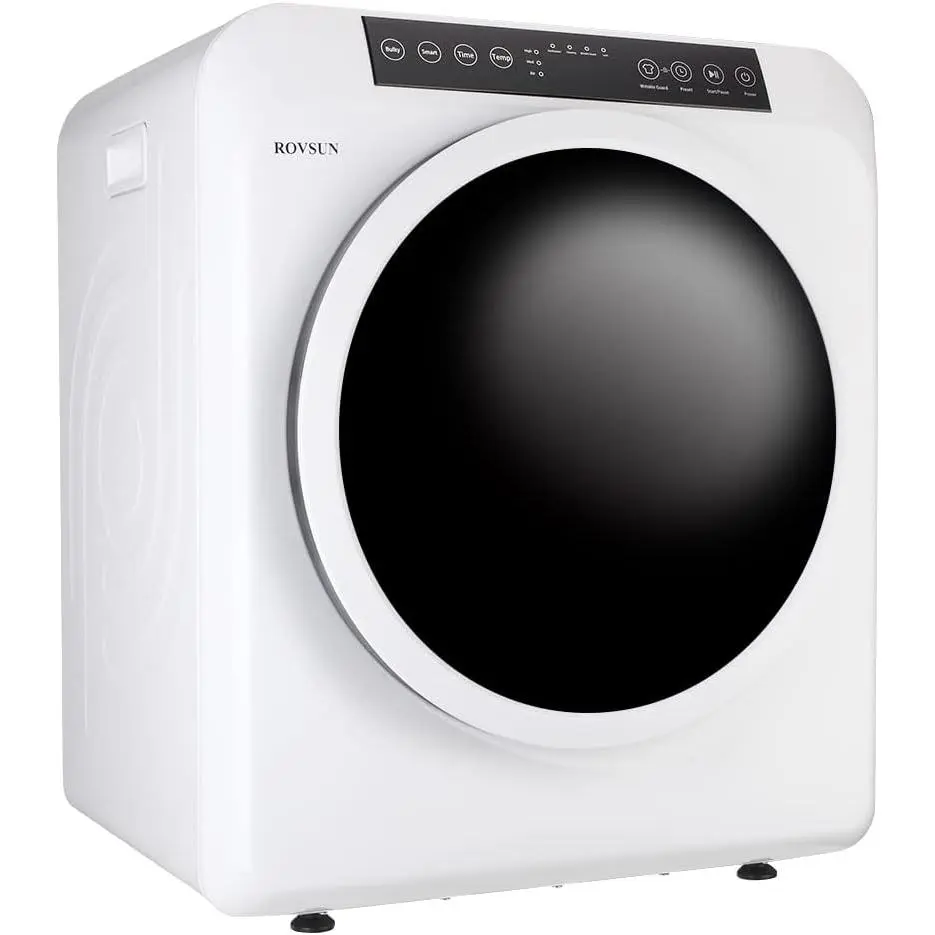 ROVSUN 3.5 Cu.Ft Portable Clothes Dryer, High End Front Load Tumble Laundry Dryer with LCD Touch Screen, Stainless Steel Tub for Apartment, Home, Dorm-110V, Classic White