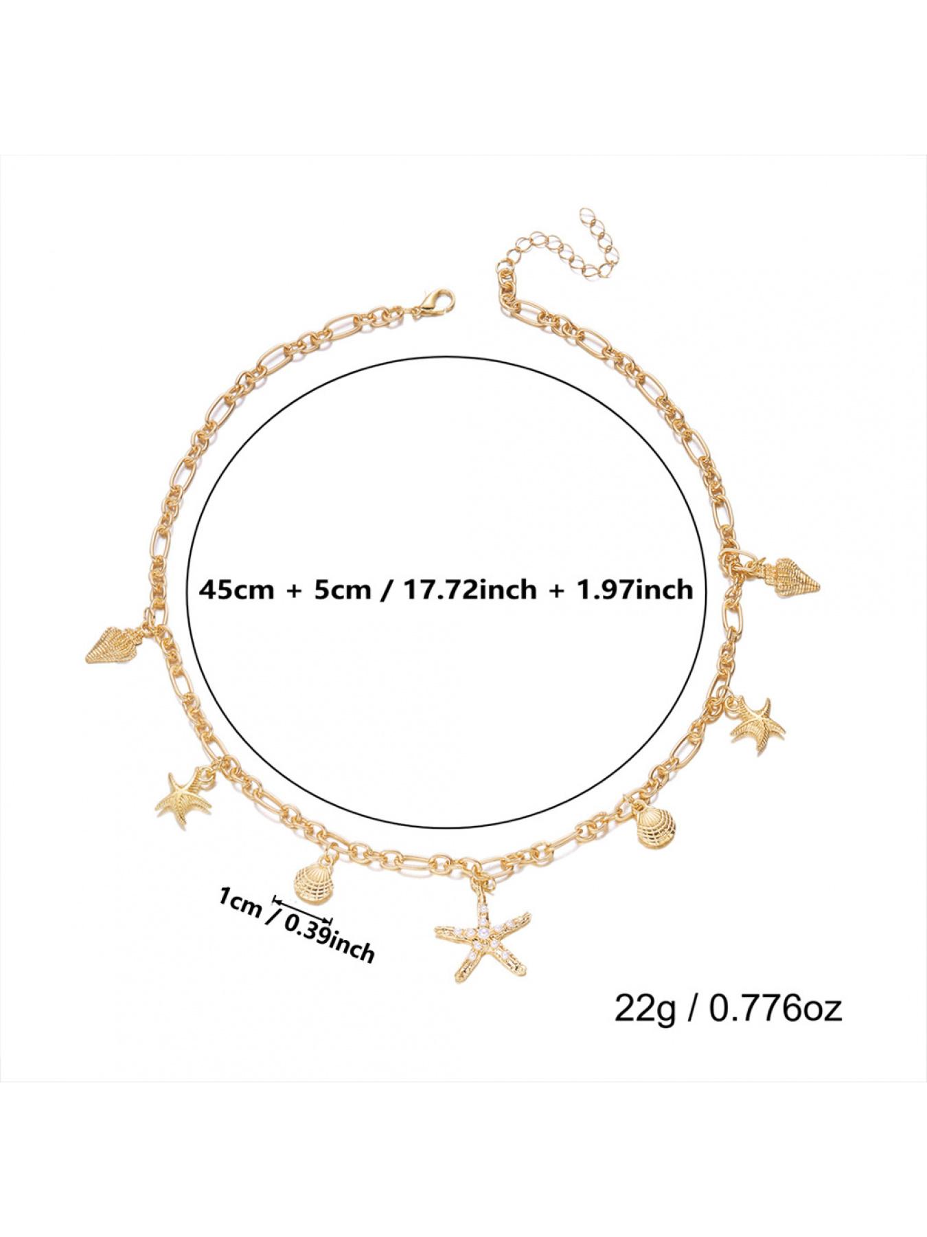 Boho Beach Style Starfish Shell Necklace, Versatile Dolphin Pendant, Perfect for Coastal Vibes, Ideal for Summer