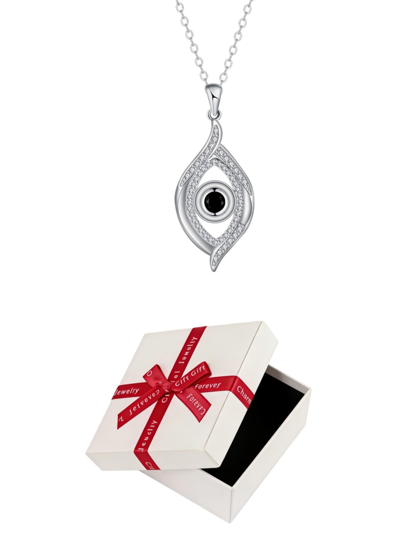 Dark Eye · Guardian Glow Unique evil eye gem necklace with distinctive design.Paired with a preserved rose & teddy bear gift box.Perfect mysterious gift for birthdays, Valentine’s Day, Mother’s Day and Christmas.