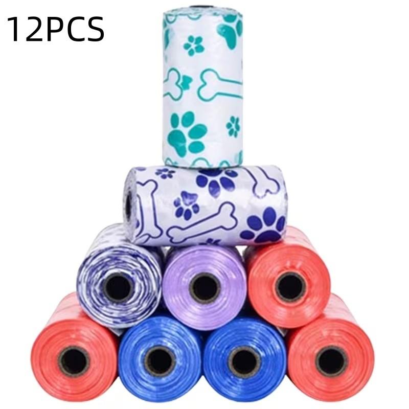 12pcs Random Color High-Quality Pet Waste Bags, Portable Easy Tear Dog Trash Bags Supplies, Thick Leak-Proof Durable, Ideal for Outdoor Walking and Daily Cleaning