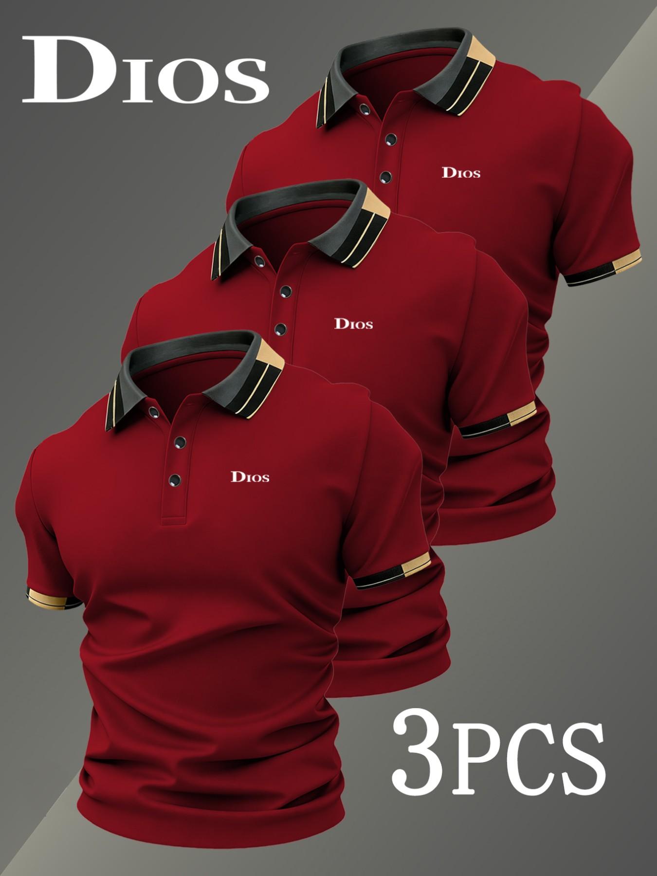 Men's Golf Polo Shirt Set, Casual Golf Polos, 5121 Fashion Ck Logo Print, Collared Stretch Casual Breathable All-Season Comfortable Durable High-End Polo Shirts
