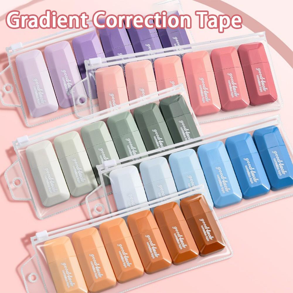 6-Pack Graduated Color Correction Tape, Smooth Multi-Color Portable Eraser Bands, Large Capacity for School & Office Use, Visual Appeal