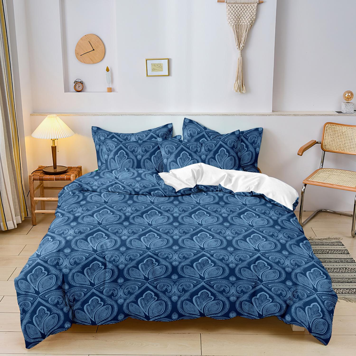 Mandala Floral Pattern Decorative Duvet Cover Set, 3 Counts/set Including 1 Duvet Cover & 2 Pillowcase without Filler, Soft Comfortable for Home Bedroom