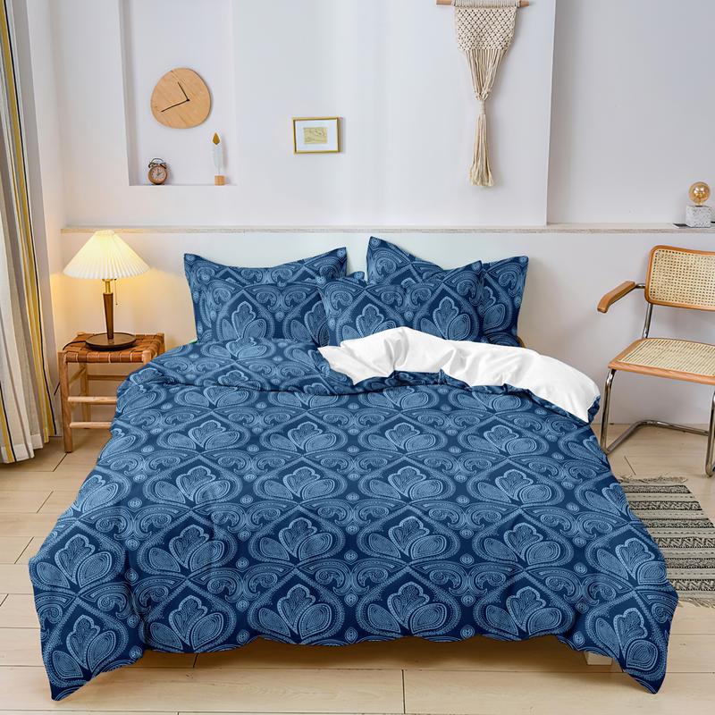 Mandala Floral Pattern Decorative Duvet Cover Set, 3 Counts/set Including 1 Duvet Cover & 2 Pillowcase without Filler, Soft Comfortable for Home Bedroom