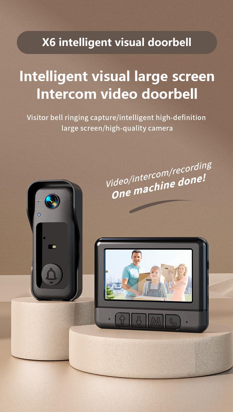 X6 Wireless Doorbell Camera, Rechargeable Smart Visual Doorbell, Modern Home Security Doorbell with Night Vision & Voice Changing,  Safety Intercom for Privacy, Alarm, Sensor,waterproof,Security Camera