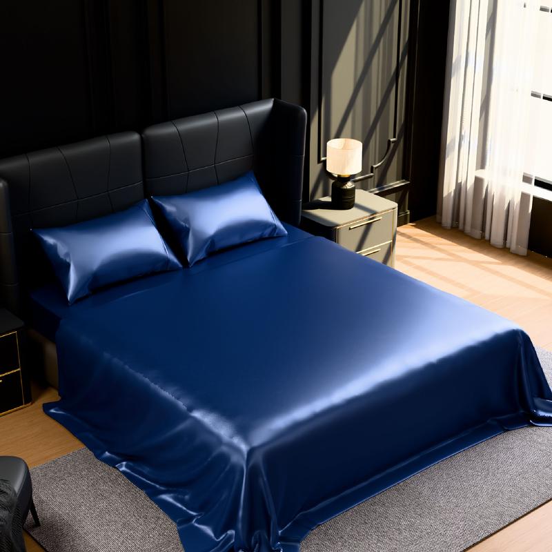 【TikTokShopBlackFriday】Satin-Look Polyester Bedding Set Bed Sheets Set – 4-Piece Silky Bedding for Bedroom, Guest Room, Dorm & Hotel – Twin, Full, Queen, King Sizes with 15-Inch Deep Pocket – Luxurious Soft, Wrinkle & Fade Resistant, Easy Care