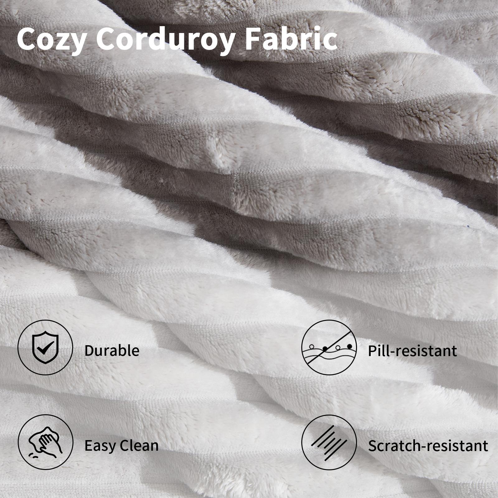 [SpringStatements] EBELLO Boneless Chaise Lounge, Upholstered Sofa Bed with Throw Pillows and Armrests, Indoor Sleeper Chair- Luxurious Plush Corduroy Chair Bed for Living Room - No Assembly Required