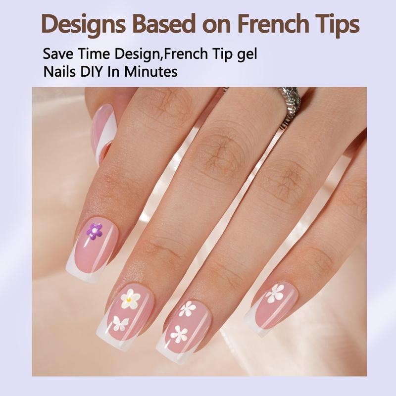 140Pcs French Gel Nail Tips, French Tip Press on Nails Short Square, Glossy Natural Artificial Full Cover Cute False Nails Pre-lasting, Short Square Press On Nails Fake Nails Extensions Gel Nail Tips Nail Art DIY Manicure Gifts for Women, Nail Tips Kit