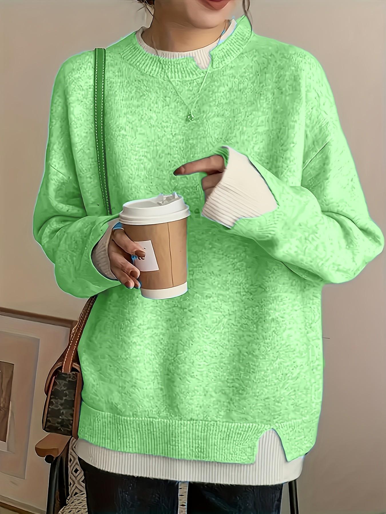 Women's Plus Size Fit Two-Piece Colorblock Long Sleeve Knit Pullover Sweater Knitwear, Elegant Casual Fashion for Spring Summer Fall Winter