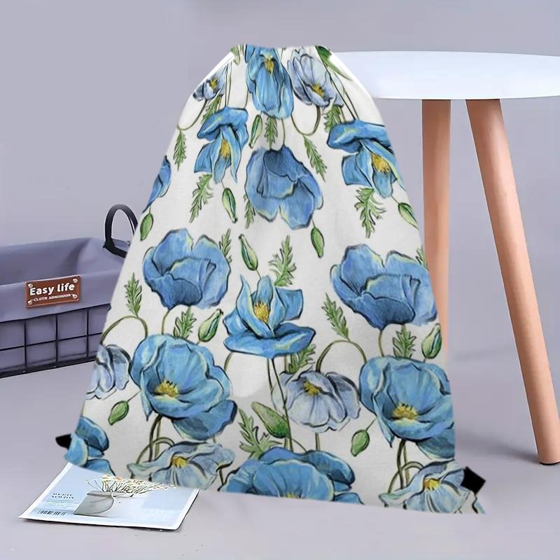 1pc 19.2x15.1 inch Flowers pattern drawstring bag, large capacity cartoon-patterned backpack, suitable for lightweight use in the gym, office, and travel. It can be used as a storage bag or as a holiday gift for friends. 3.30PYT-1