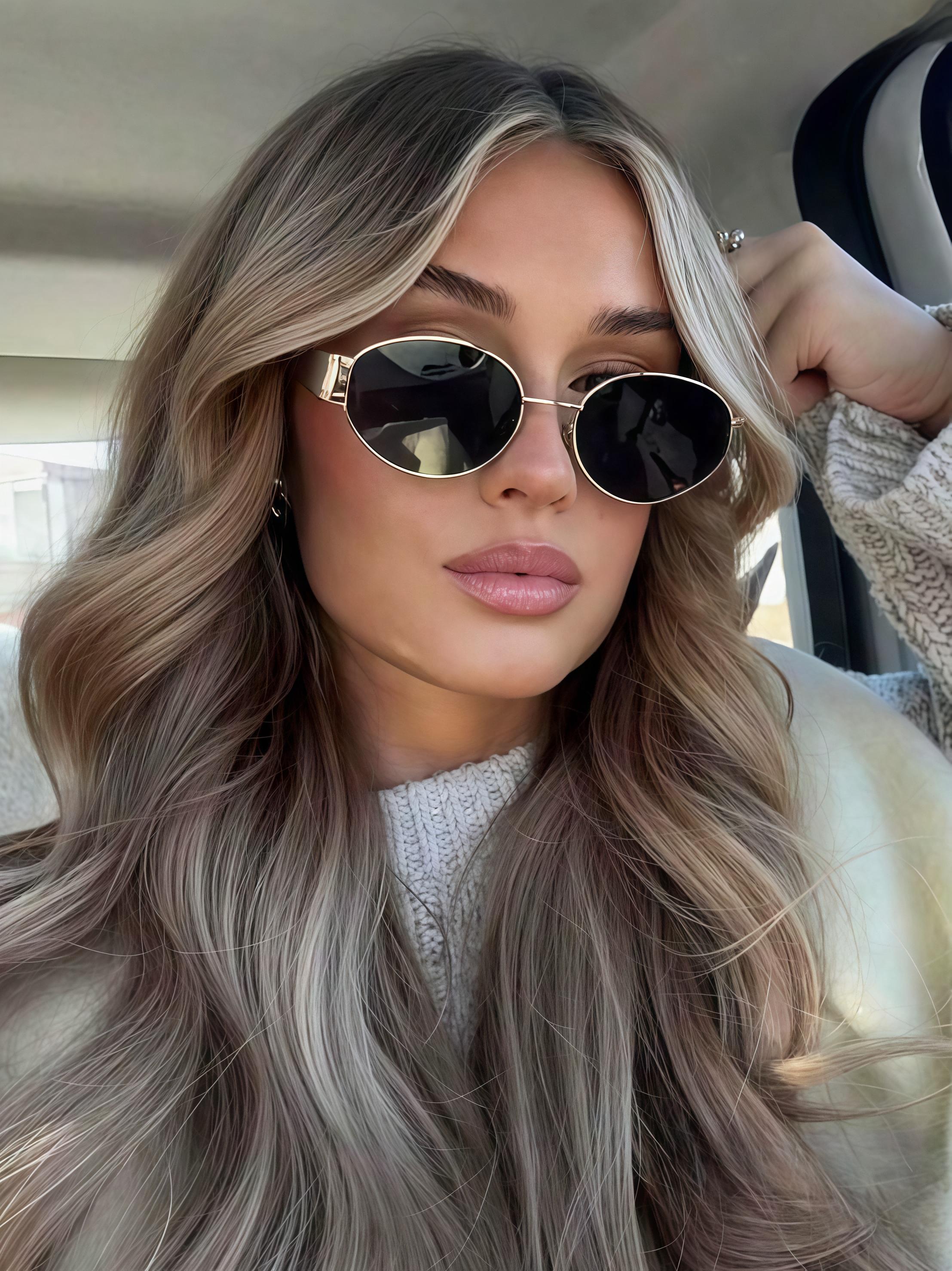 EunoiaLens Women's Full-Rim Metal Frame Classic Oval Sunglasses - 2-Piece Set with UV-Protection PC Lenses, Female Fashion Accessories, Gifts for Daily & Beach Use summerwins,summerwins