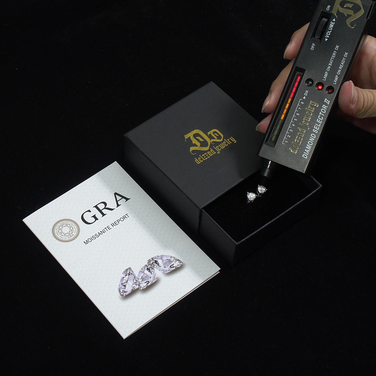 Delzzad S925 VVS Synthetic Moissanite Heart Shape Solitaire Stud Earrings Daily Costume Jewelry Accessories Perfect Birthday Wedding Anniversary Gifts for Women Wedding Set