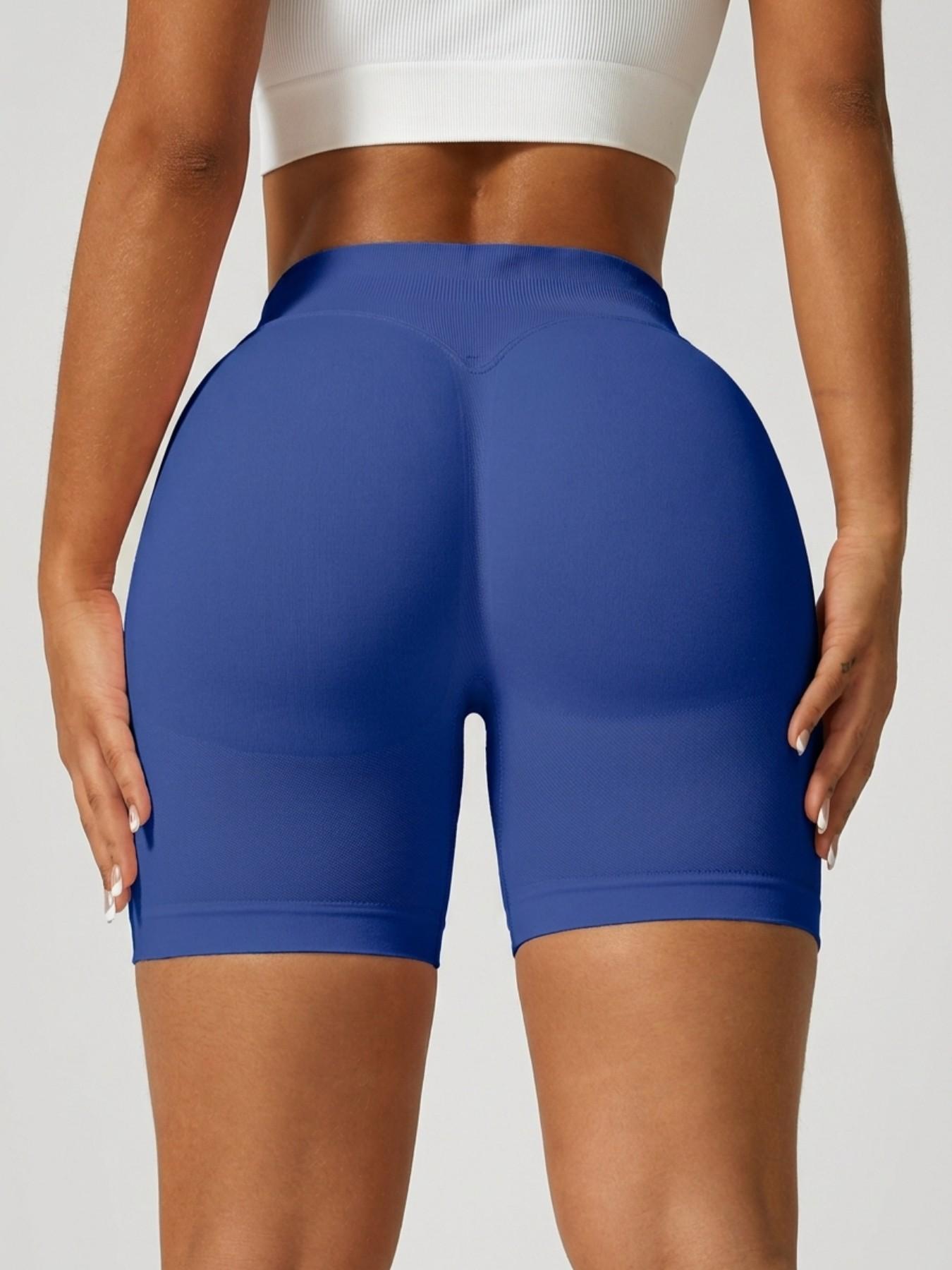Women's Solid Color Sports Shorts 4 Way Stretch No Show Breathable Soft Comfortable High Waist Butt Lifting Shaping Active Bottoms Shorts Gym Training Seamless Peach Butt Shorts Outdoor Running Cycling Indoor Pilates Daily Versatile Yoga Shorts