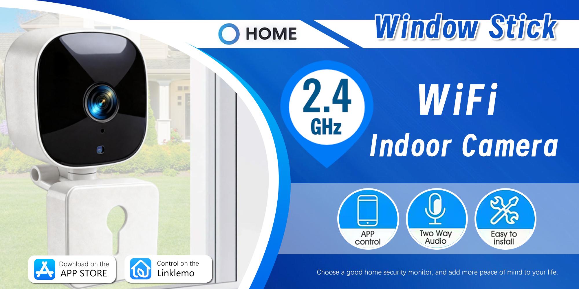 Home Security Window Camera, HD 2.4GHz WiFi Indoor Cameras, Person,Pet,Vehicle & Motion Detection, Two-Way Audio, 24/7 Continuous Video Recording, Easy Installation for Indoor Monitoring