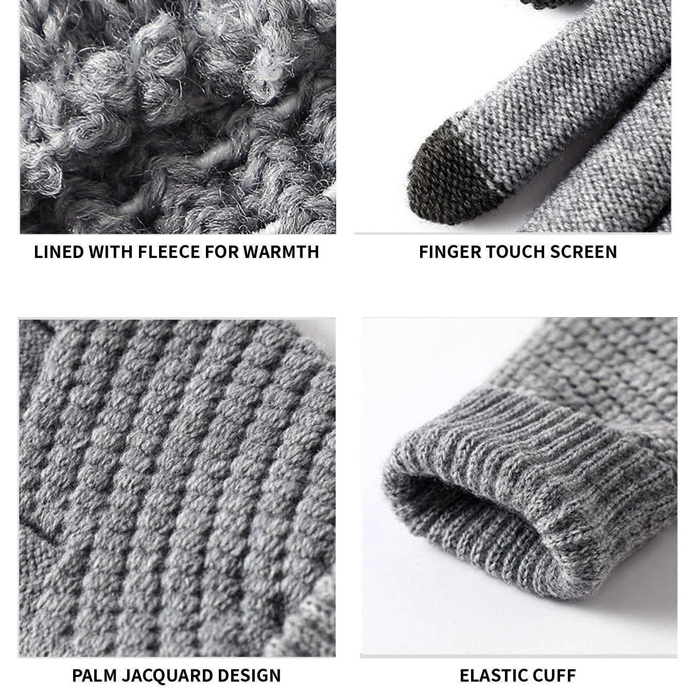 Women's Winter Touch Screen Gloves Warm Fleece Lined Knit Gloves Elastic Cuff Winter Texting Gloves