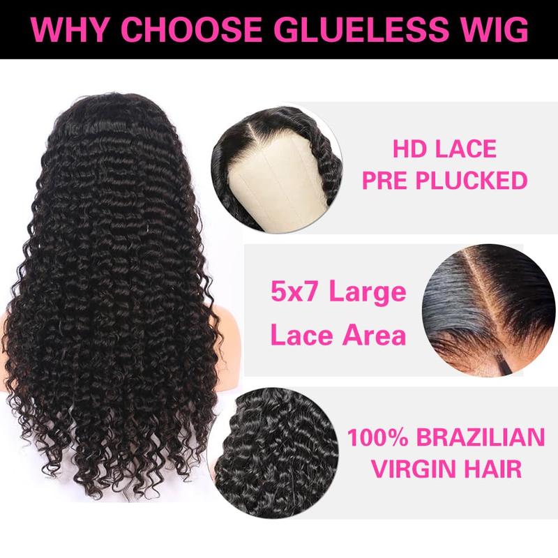 7x5 Glueless Wigs Human Hair Pre Plucked 180% Density Wear and Go 9X6 Deep Wave Wig Human Hair HD Lace Closure Wigs Human Hair for Women TikTokShopBlackFriday