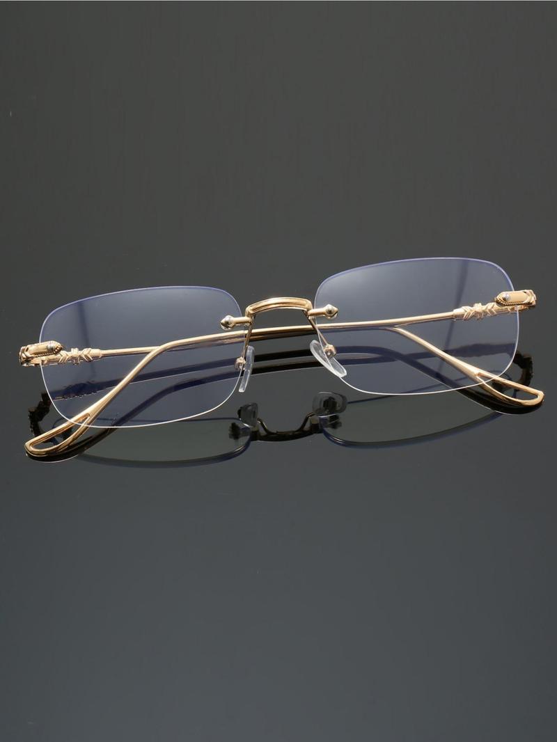 Unisex Frameless Metal Glasses, Anti-Blue Light, Clear Lens, Suitable for Outdoor Travel and Daily Use, All Seasons, Alloy Material, Lightweight Glasses