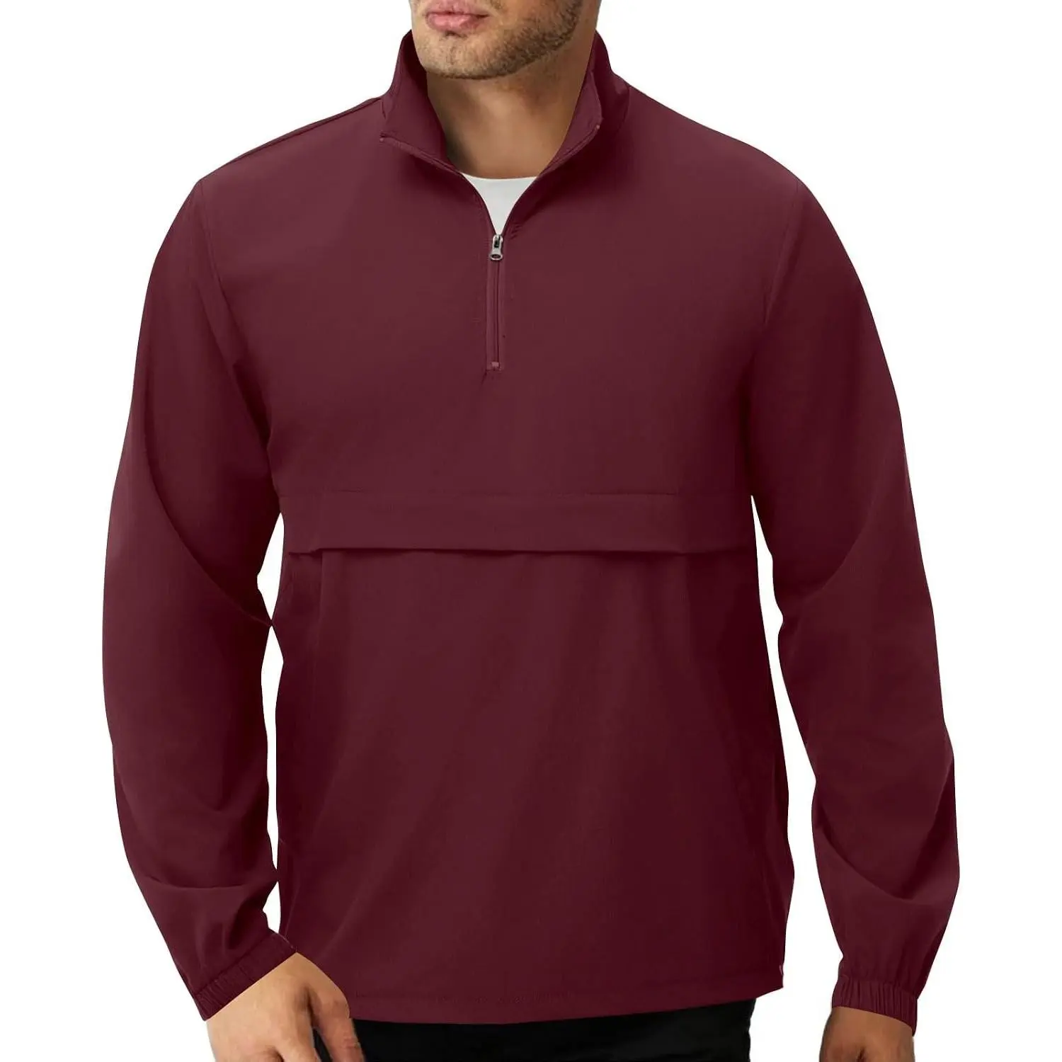Men's Lightweight Quarter Zip Pullover Casual Windbreaker for Running Golf Jackets with 3 Pockets