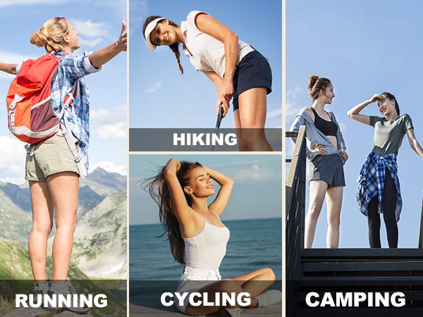 Women's lightweight quick drying outdoor shorts with multifunctional pockets and elastic waistband, suitable for hiking and camping Women's lightweight quick drying outdoor shorts with multifunctional pockets and elastic waistband, suitable for hiking and camping