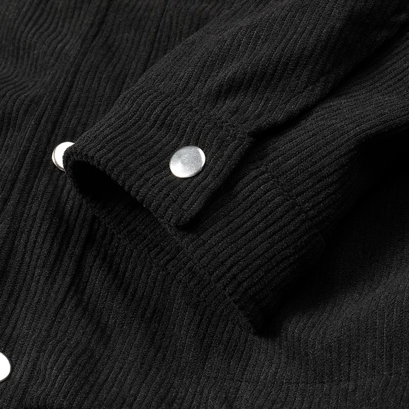 Men's Classic Vintage Corduroy Button-Front Trucker Coat - Menswear, Lapel Collar, Functional Patch Pockets, Relaxed Fit, Soft Fabric Lightweight Shacket for Casual Layering, Street Fashion