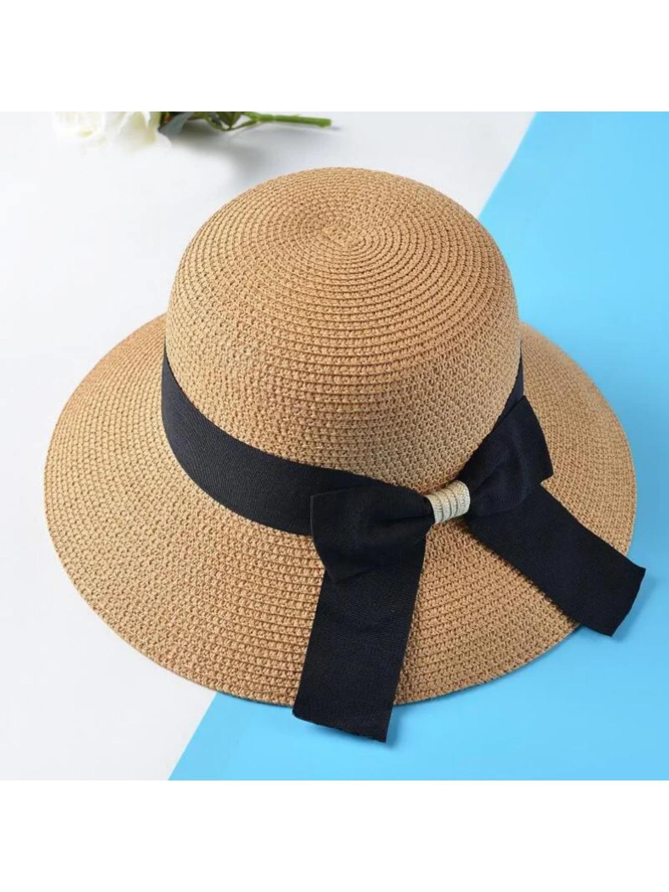 Summer children's and mothers' sun hats for beach and sand hats for girls - large brimmed straw hats for sun protection