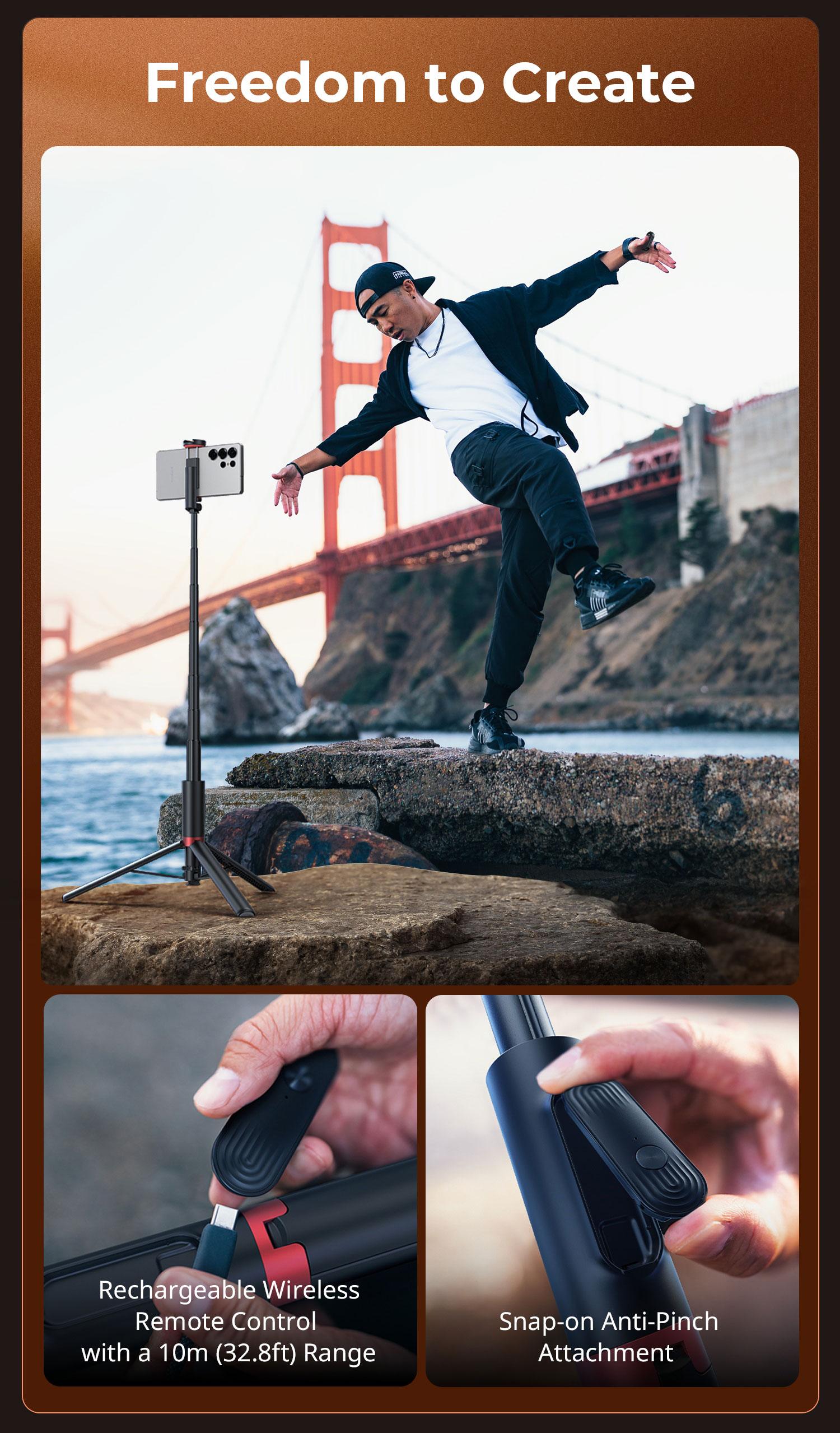 SmallRig x Drex Lee Boom Selfie Stick ST30 Lite,one-click opening tripod,Lightweight All in One Phone Tripod Integrated with Wireless Remote Compatible with All Cell Phones for Selfie/Video Recording/Photo/Live Stream/Vlog
