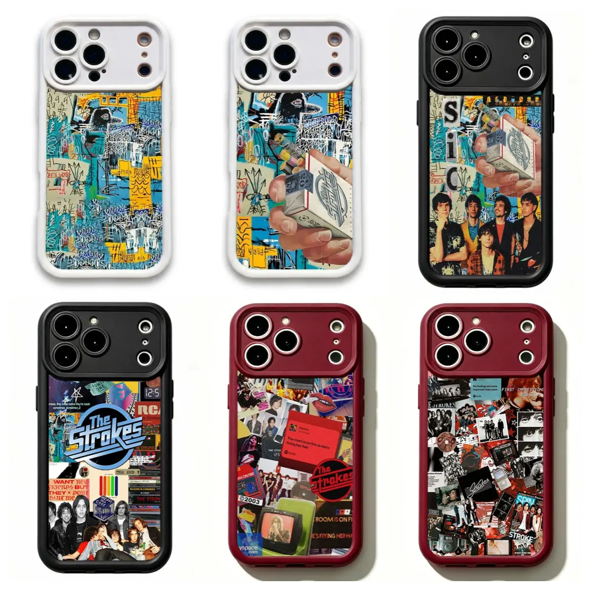 The Strokes Rock Collage Phone Case,Vintage Band Poster Soft Multi Color Frame Shockproof Phone Cover For iPhone 17 Pro Max 16 15 14 13 12 11 for Samsung S21 S22 S23 S24 S25 Phone Case, Perfect Gift for Fans