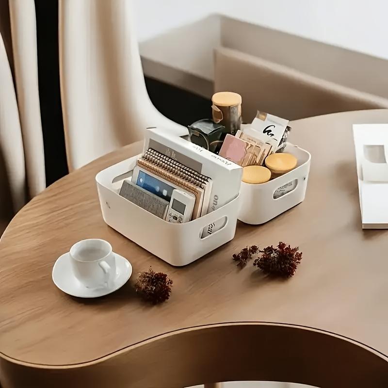 10-Piece Plastic Storage Box Set, Stackable Baskets with Hollow Handles, Ideal for Cosmetics, Snacks, Kitchen, Bathroom, Dormitory