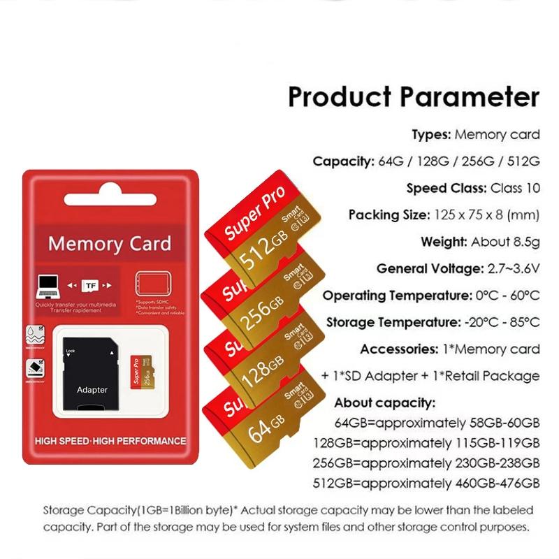 Flash Memory SD Card Storage TF/SD Cards Compatible with Tablets Cameras Phones Laptops Pcs Car Speakers Game Consoles Microsd Memory Card