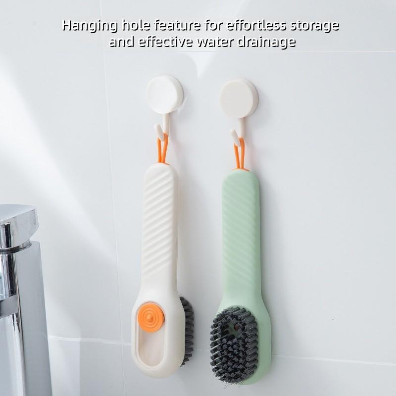 2-Pack Shoe Brush, Household Press-Type Automatic Liquid Additive Laundry Brush, Clothes and Shoes Cleaning Brush, Wholesale, Detachable, Washable