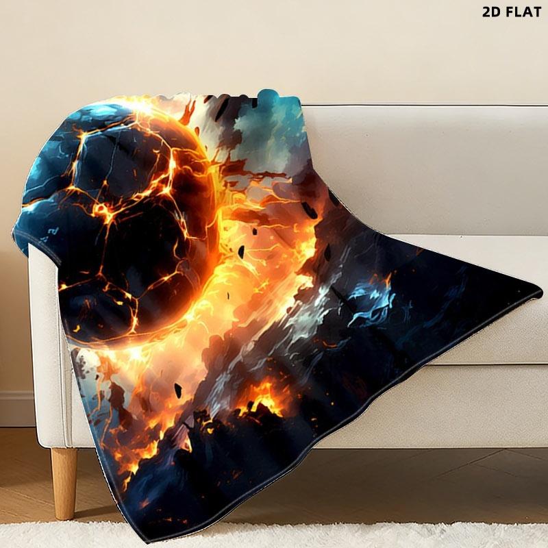 Fiery Sphere Print Throw Blanket, Single - sided Printed, Multiple Specifications Available, Soft & Cozy for Napping, Home/Office Use, Add a Dramatic Energy - Filled Vibe to Your Space