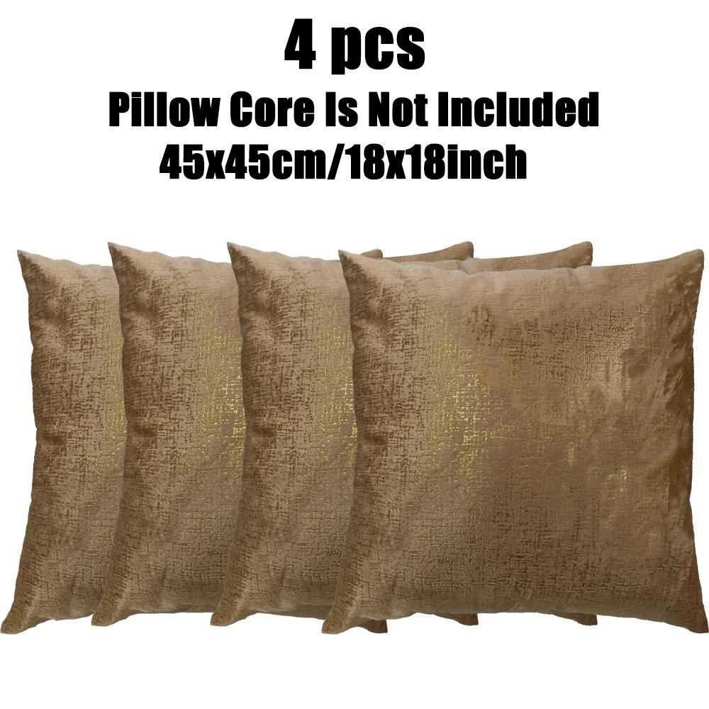 4pcs Pillow Covers Set, Silver Soft Modern Style, Home Sofa Chair Backrest Decorative Cushion Cover