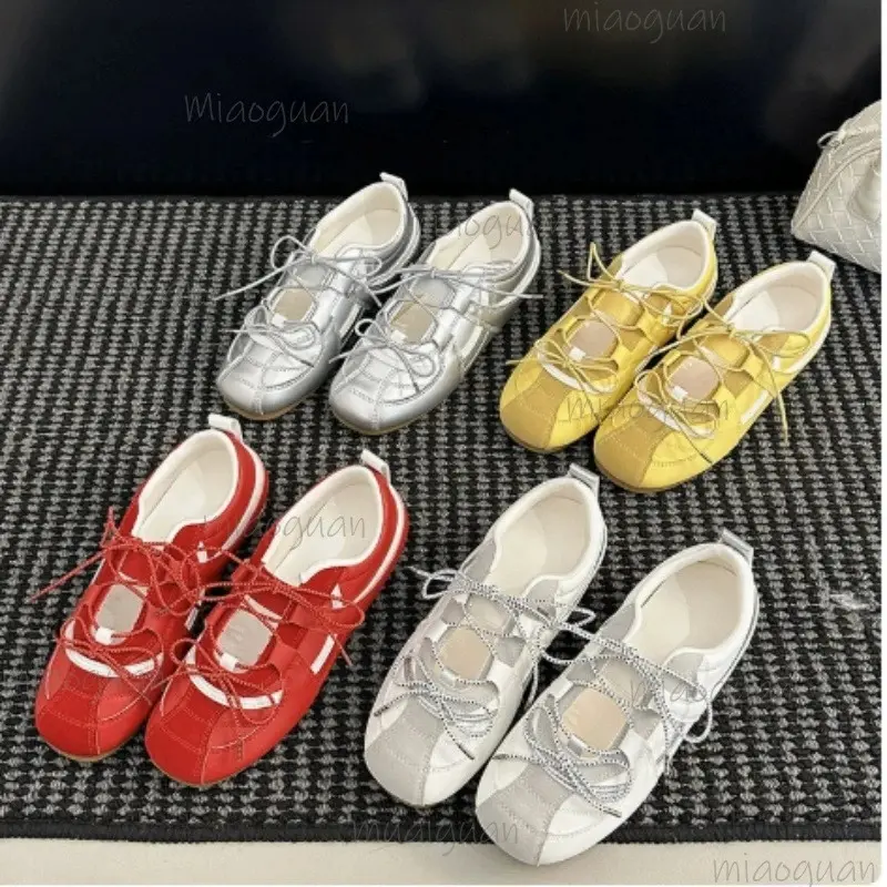 Korean Style Mary Jane Women's Shoes Ballet Style Lace-up Sneakers Designer Outdoor Running Sport Ladies Vulcanize Footwears