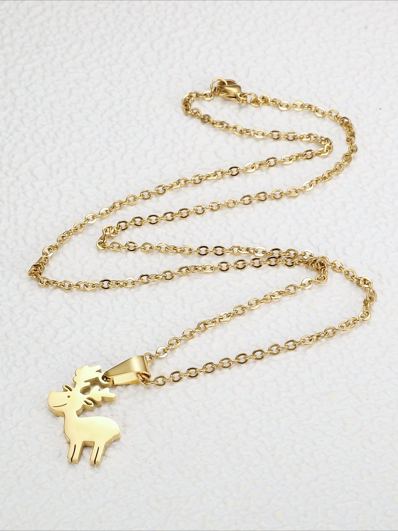 Christmas Elk Pendant Necklace, Stainless Steel Non Fading, Christmas Accessories, Christmas Gifts