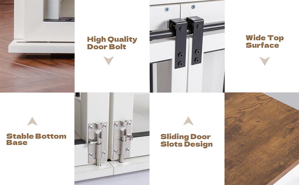 Sunseen Dog Crate Furniture Large Breed Wooden Dog Kennel with Room Divider, 3 Drawers, Double Doors, 72''W x 24''D x 35''H, White Sunseen Dog Crate Furniture Large Breed Wooden Dog Kennel with Room Divider, 3 Drawers, Double Doors, 72''W x 24''D x 35''H, White