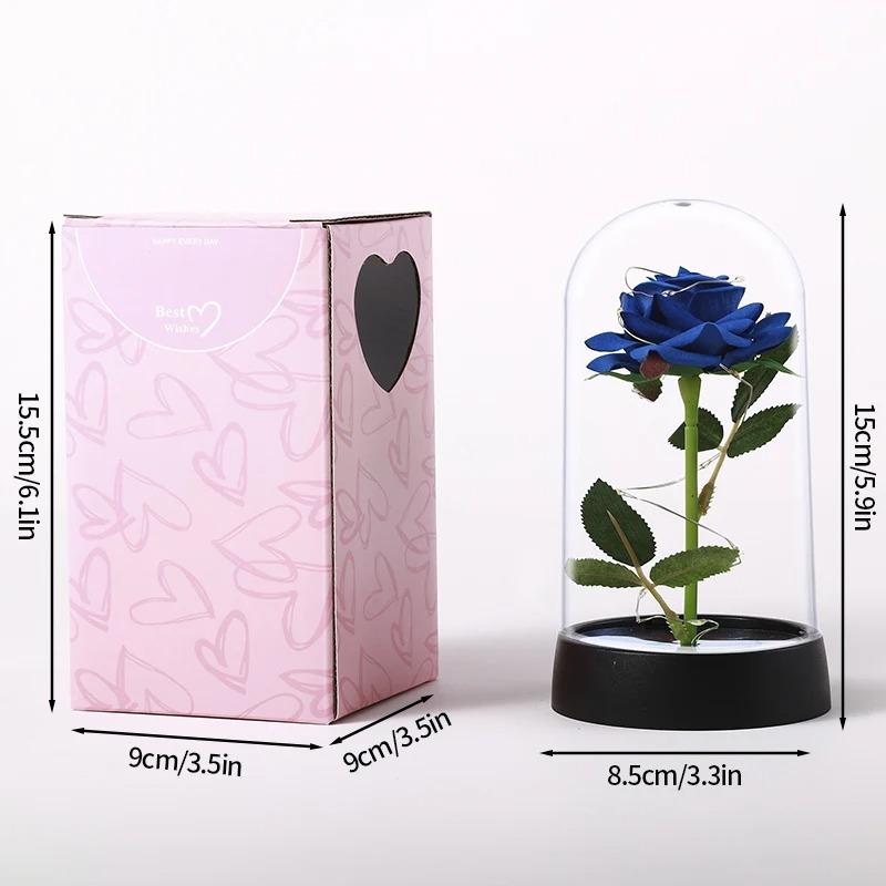 Eternal Rose Flowers Artificial Foil Flower in Glass Glow Immortal Flower LED Roses Lamp Flores Eternas Valentine's Day Gift Light Up Rose