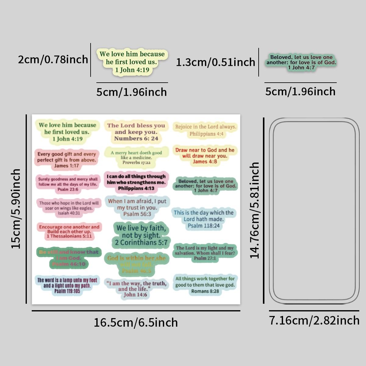 100 Bible Verse Stickers, Inspirational Faith Decals, Christian Stamp Stickers, Gift Tags, Spice Cup Bottle Decor, Scrapbook Paper Pads, Art Stickers