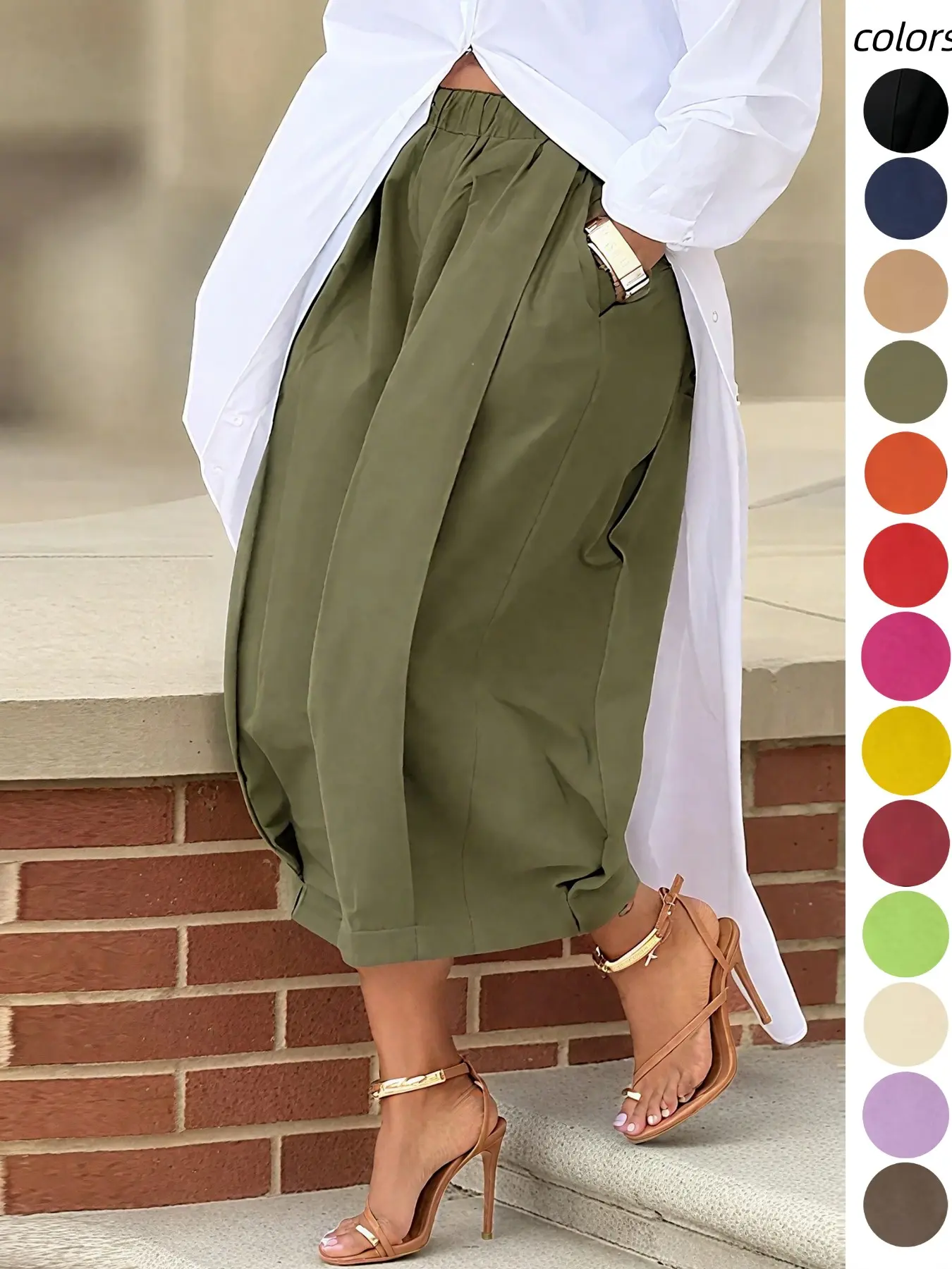 Solid Color Versatile Four-Season Wide Leg Pants, Pocket Pleated Loose Fit Baggy Wide Leg Pants, Comfortable and Stylish Everyday Wear